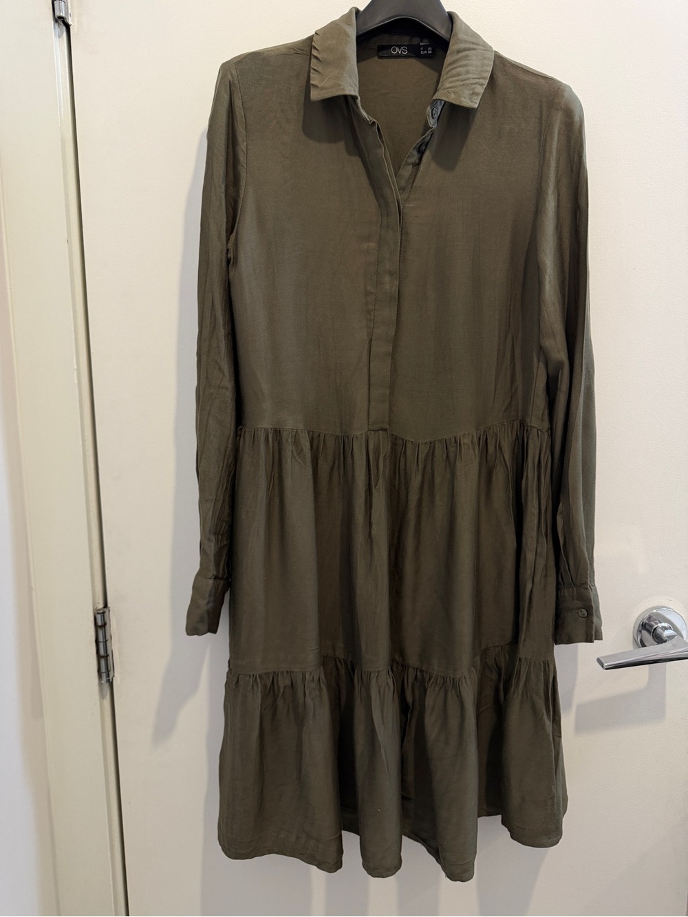 OVS Olive Green Tiered Shirt Dress S